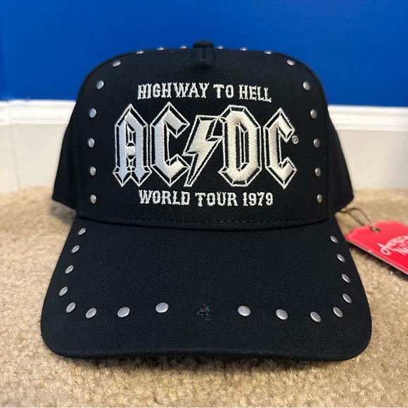 AC/DC Baseball Hat Cap Studded Black NWT Highway To Hell World Tour 1979